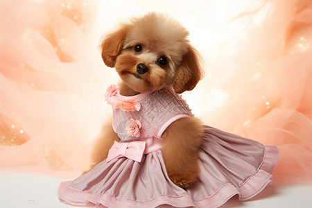 棕色裙子穿着裙子的可爱小狗背景
