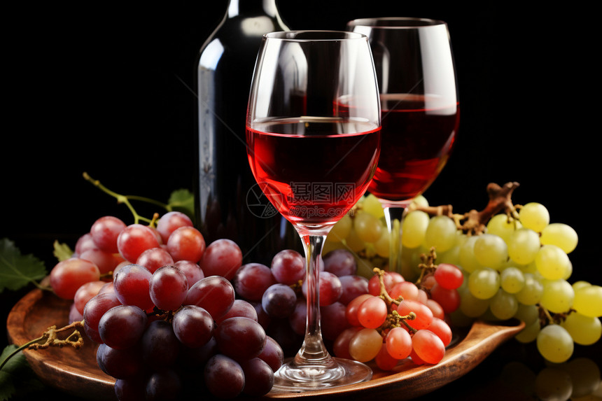 健康的葡萄和红酒图片