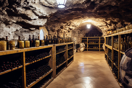贮藏贮存红酒的酒窖背景