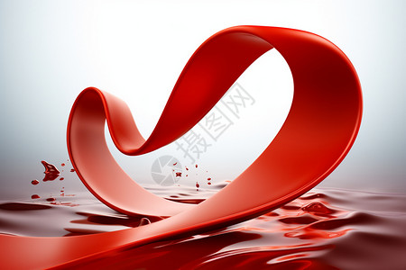 液体上面飘起的红色丝带高清图片