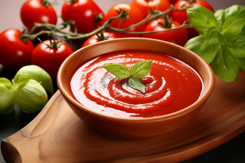 桌面上美味的番茄酱图片