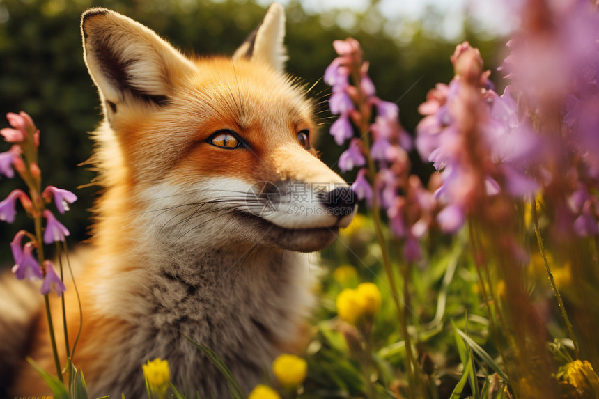 花丛里的狐狸图片