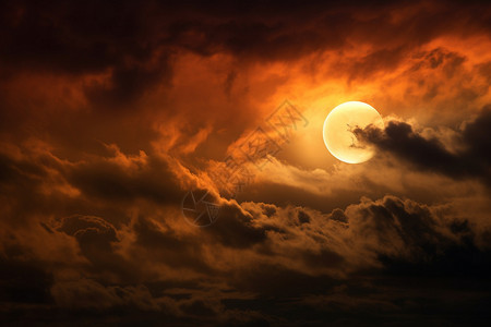 云中月亮阴暗乌云中的太阳背景