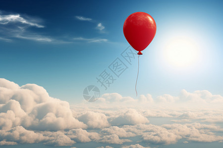 天空中飞行的红色气球背景图片