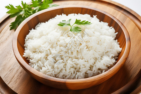 木碗上的谷物米饭图片