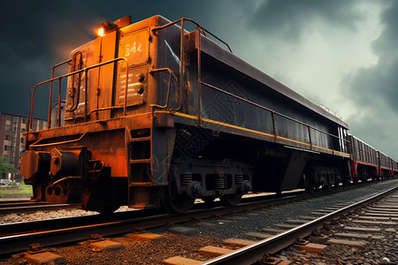 铁轨上面老旧的火车图片
