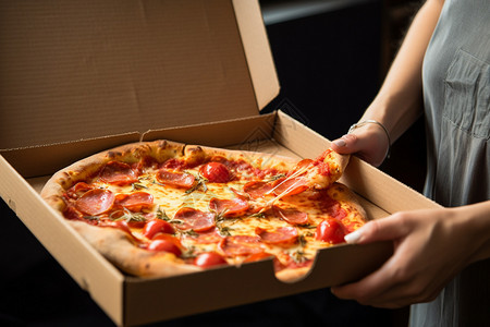 披萨盒子盒子里面健康的披萨背景