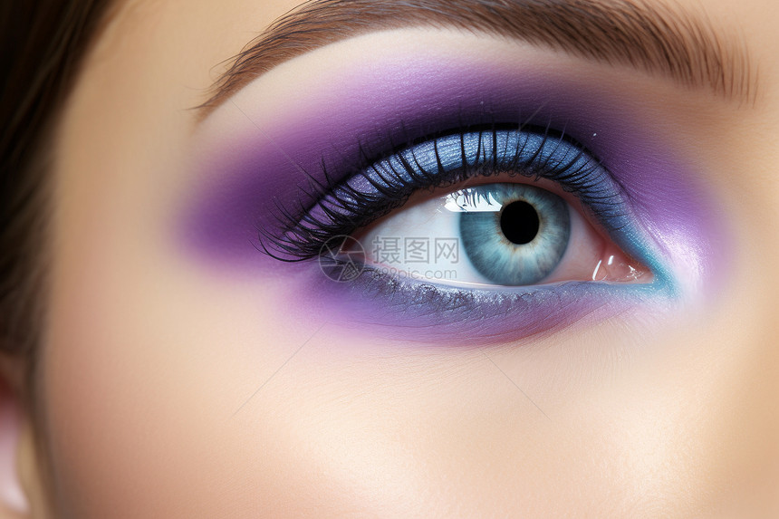 淡紫色眼妆图片