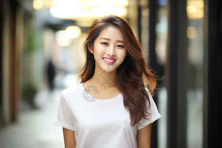 微笑的亚洲女子背景图片