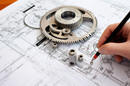 工程图纸绘制绘制图纸的机械工程师设计图片
