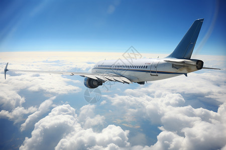 在天空中运行的飞机背景图片