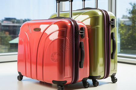 彩色旅行箱精致的旅行箱背景