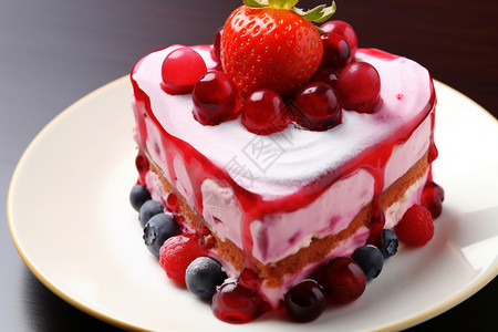 爱心草莓蛋糕美味的水果蛋糕背景