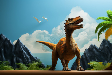 创意远古时期的恐龙背景图片