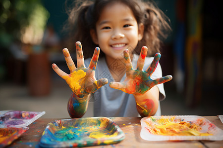 水彩涂鸦素材爱好水彩油画的女孩背景