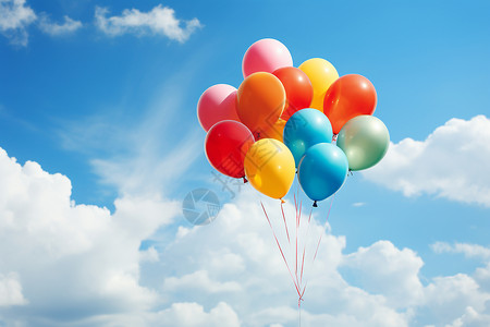 创意漂浮气球空中彩色悬浮的气球背景
