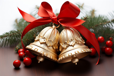 圣诞树丝带精致的圣诞节传统铃铛背景