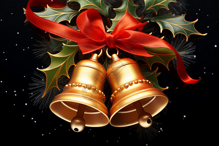 圣诞树上的装饰铃铛背景图片