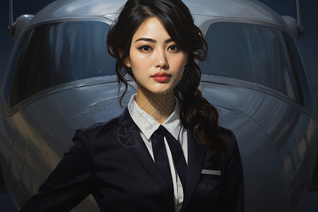 航空乘务员优雅的制服航空服务员插画