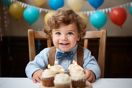 庆祝生日的小男孩背景图片
