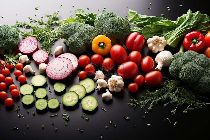 桌子上新鲜的蔬菜图片