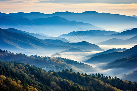 日出山间云海的山峦绮丽景观背景