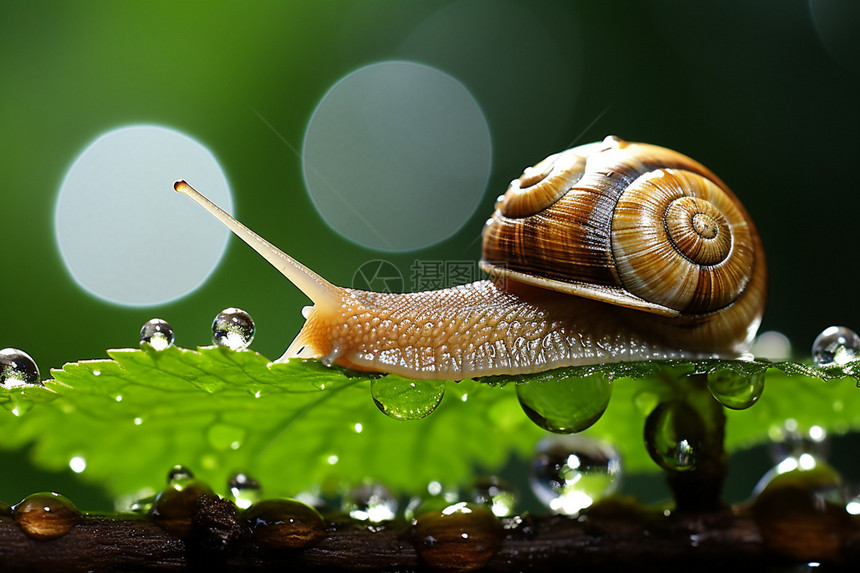 缓慢爬行的蜗牛图片
