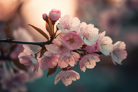 春季绽放的樱花背景图片