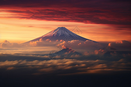 夕阳余晖下的雪山景观图片