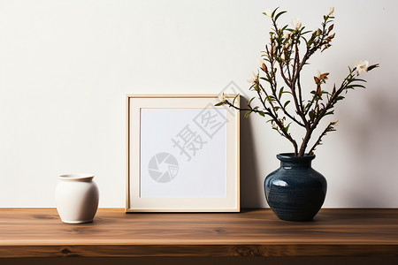 房间内的相框和花瓶背景图片