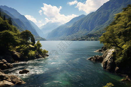 山脉的自然湖泊图片