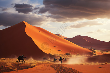 沙漠行人沙丘中的行人背景