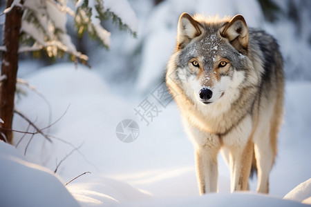 森林中站立的狼背景图片
