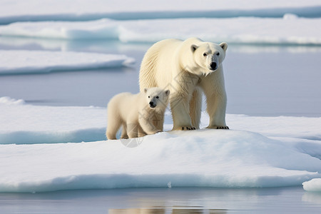 可爱北极熊雪地上的北极熊幼崽背景