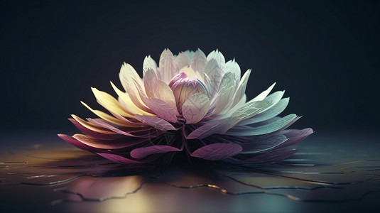 一朵粉色莲花精美绽放的莲花设计图片