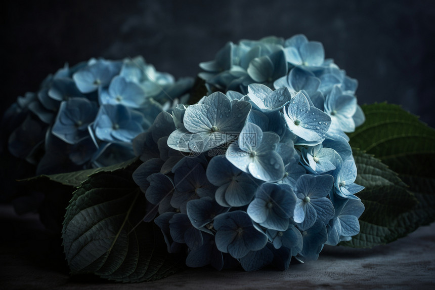 精美的蓝色绣球花图片