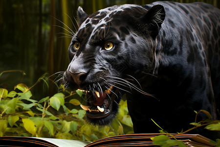 低声嘶吼的黑豹高清图片