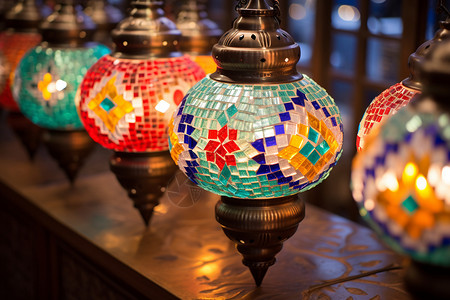 彩色玻璃马赛克玻璃制作的马赛克灯具背景