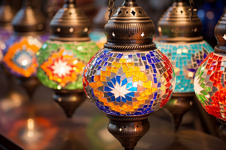 马赛克图片土耳其传统的马赛克灯具背景