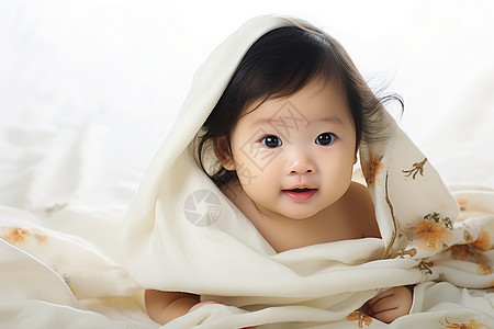 婴儿毛毯白色毛毯包裹的婴儿背景