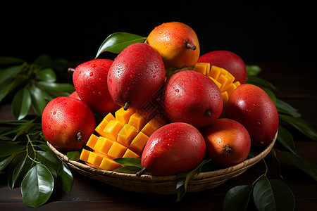 果品丰收的芒果水果背景图片