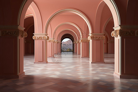 粉色欧式美轮美奂的欧洲宫殿结构背景