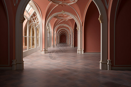 欧式宫殿大厅奢华的粉色系欧式装潢背景