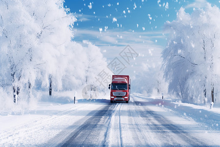 冬季道路雪后美丽的乡村道路插画