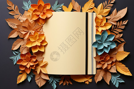 手工杂志素材手工制作的枫叶背景设计图片