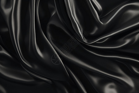 黑色奢华光滑的黑色丝绸织物背景