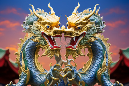 龙形图案传统文化艺术中的龙形雕塑背景