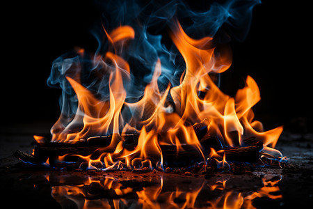 壁炉火焰火焰的绽放设计图片