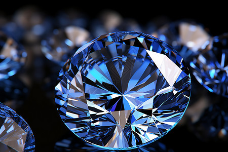 钻石晶体光芒闪耀的蓝宝石背景