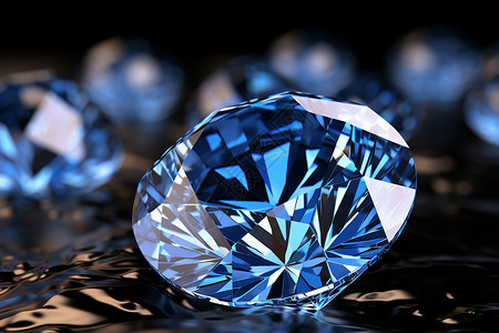 钻石晶体光芒蓝色的宝石背景